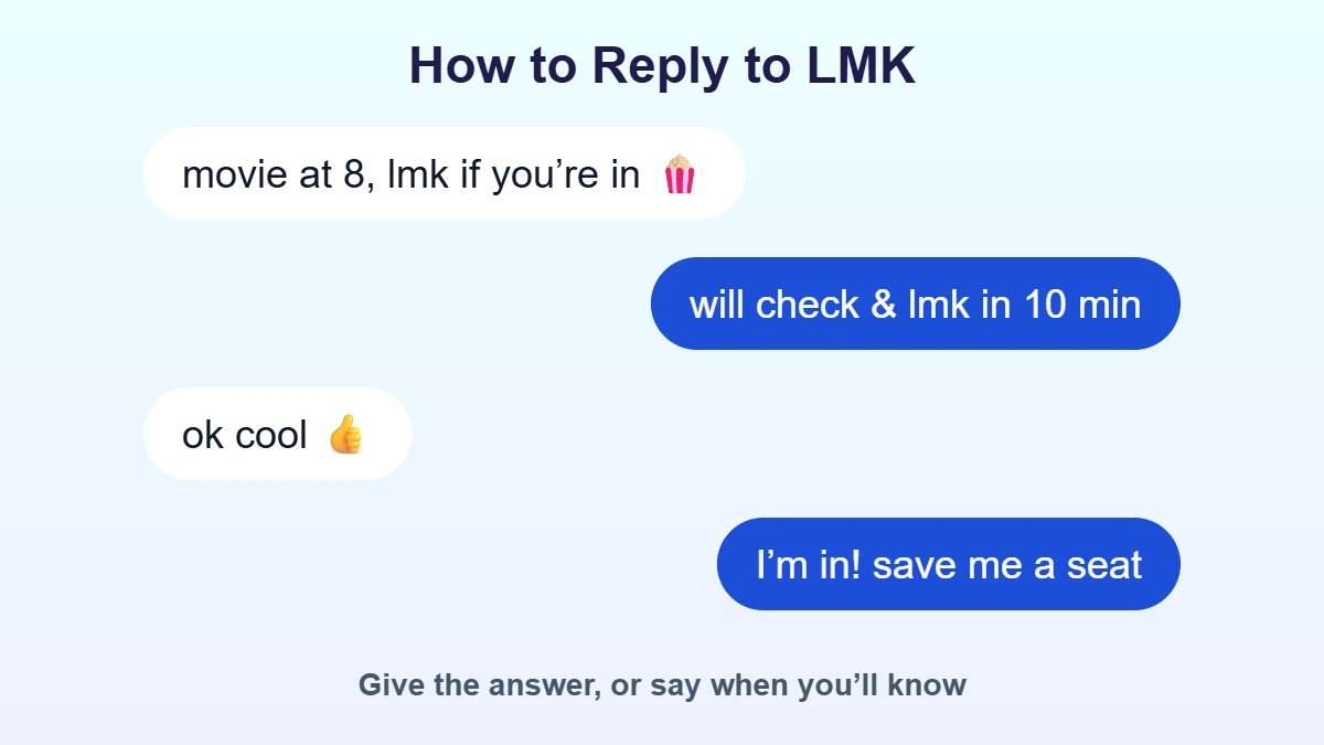 How to reply to LMK in text chat example