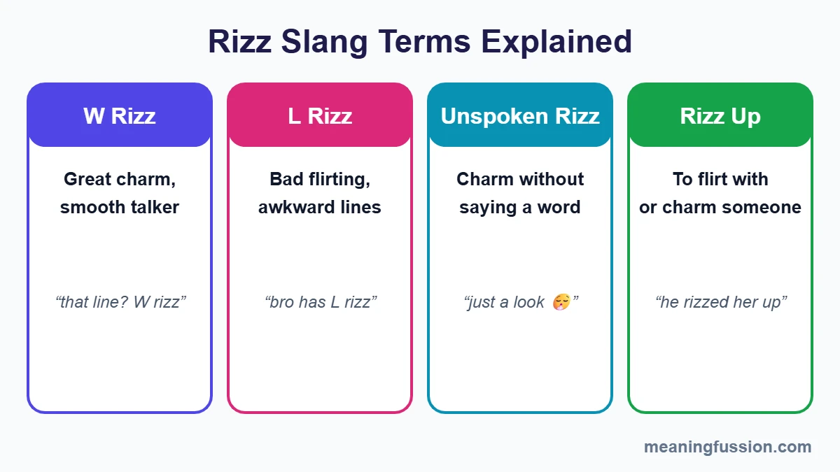 Rizz slang terms explained: W rizz, L rizz, unspoken rizz and rizz up