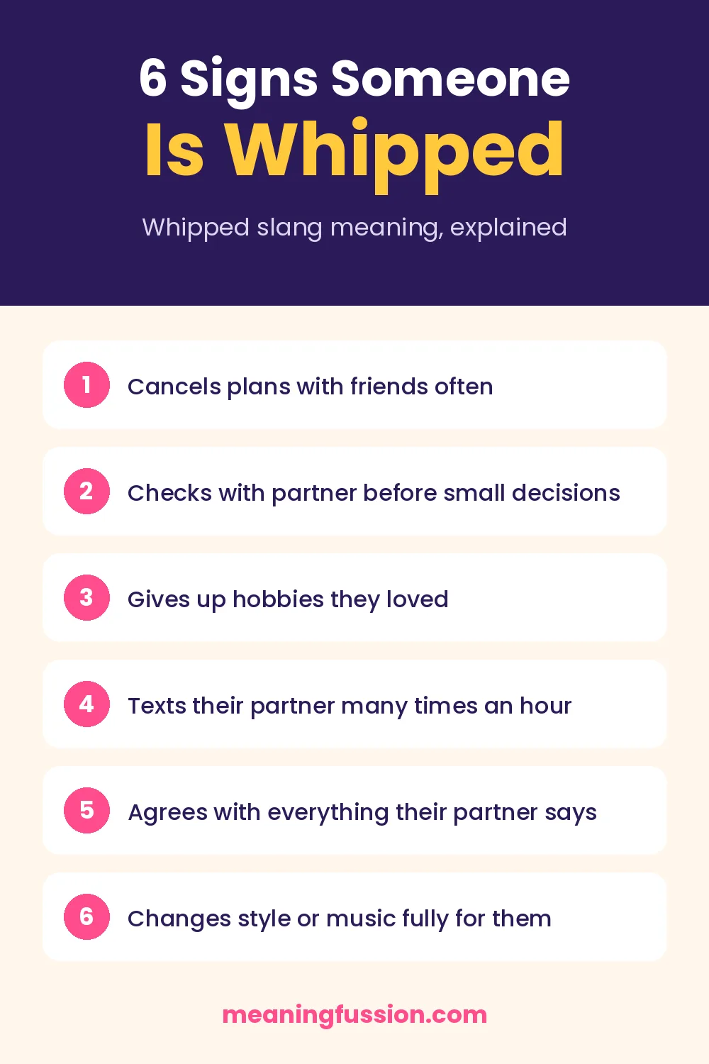 6 signs someone is whipped in a relationship infographic