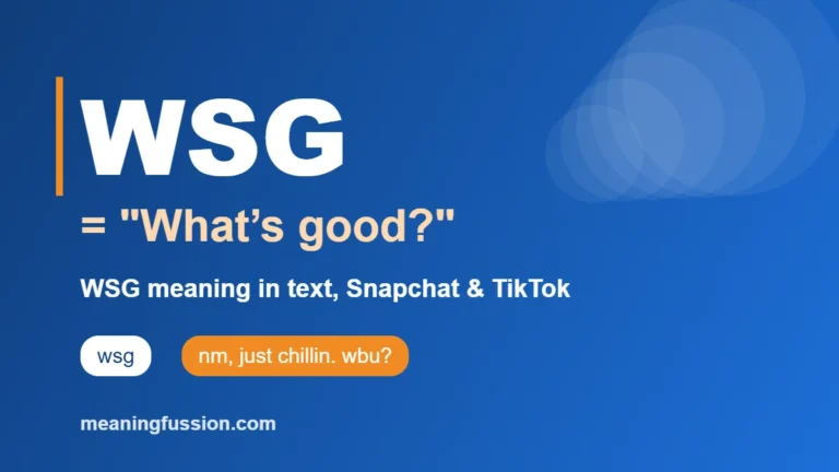 WSG meaning in text infographic: WSG means What’s good?