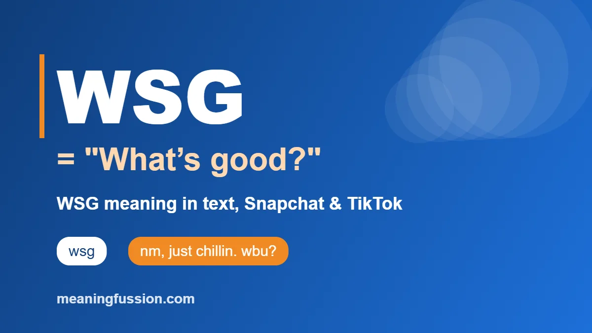 WSG meaning in text infographic: WSG means What’s good?