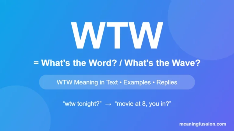 WTW meaning in text infographic: What's the word or What's the wave