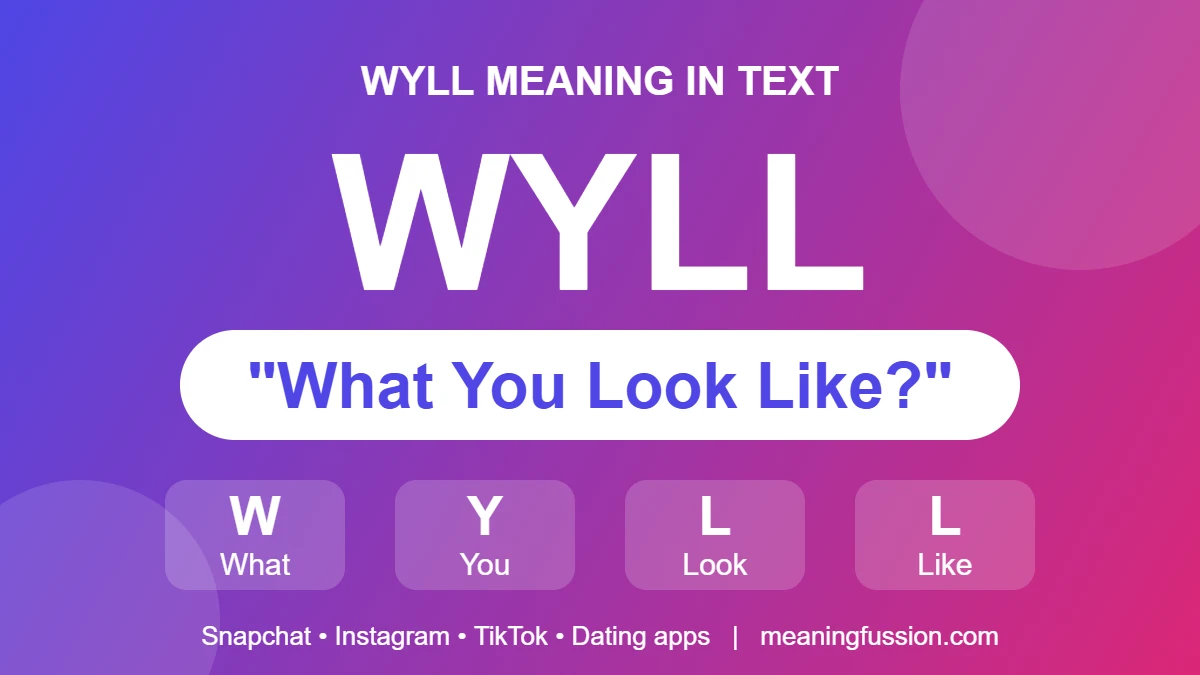 WYLL meaning in text infographic: WYLL means What You Look Like?